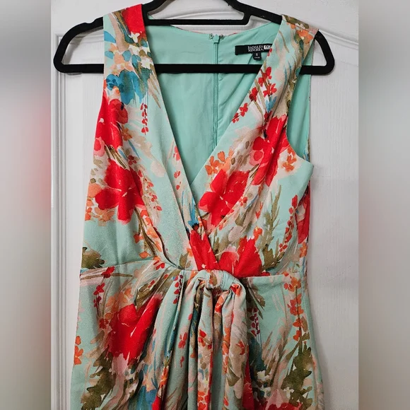 Badgley Mischka Aqua Multi Print Dress SZ 6 - Picture 5 of 12